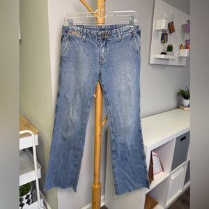 Vintage Lucky Brand Dungarees Charm Pant Sz 6/28 Raw Hem Ankle Jean 90s Y2K